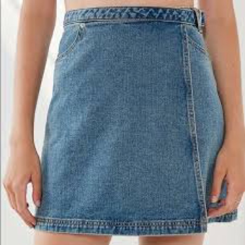 Wrap denim skirt